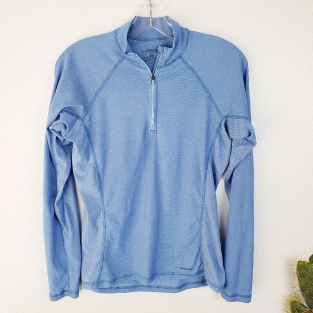 Patagonia Capilene Base Layer Light Blue Quarter-Zip Top- Medium
